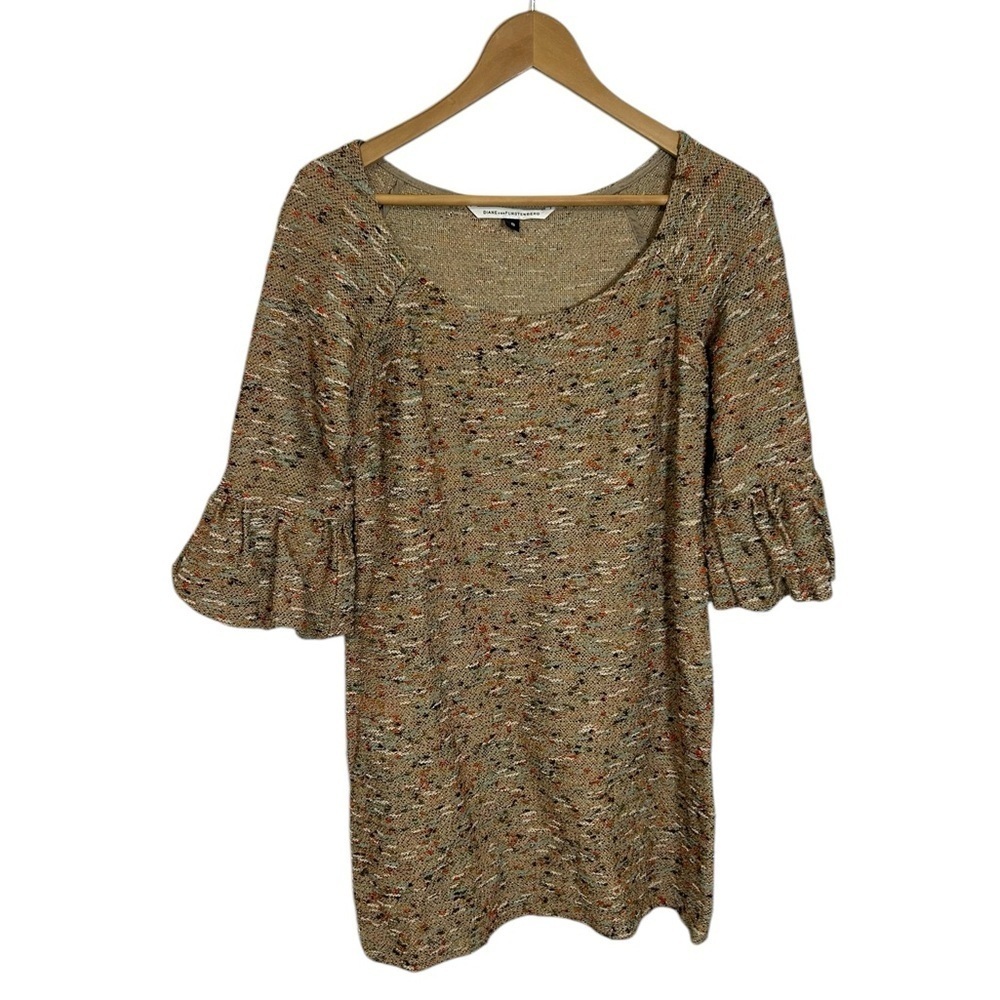 Diane von Furstenberg Dress Sens Boucle Tweed Metallic Cocktail Women Sz 8 DVF